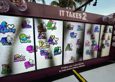 interactive wall tags incorporated into the digital mural