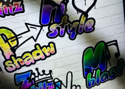 digital tags on the interactive wall