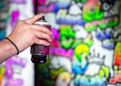 spraying the interactive wall